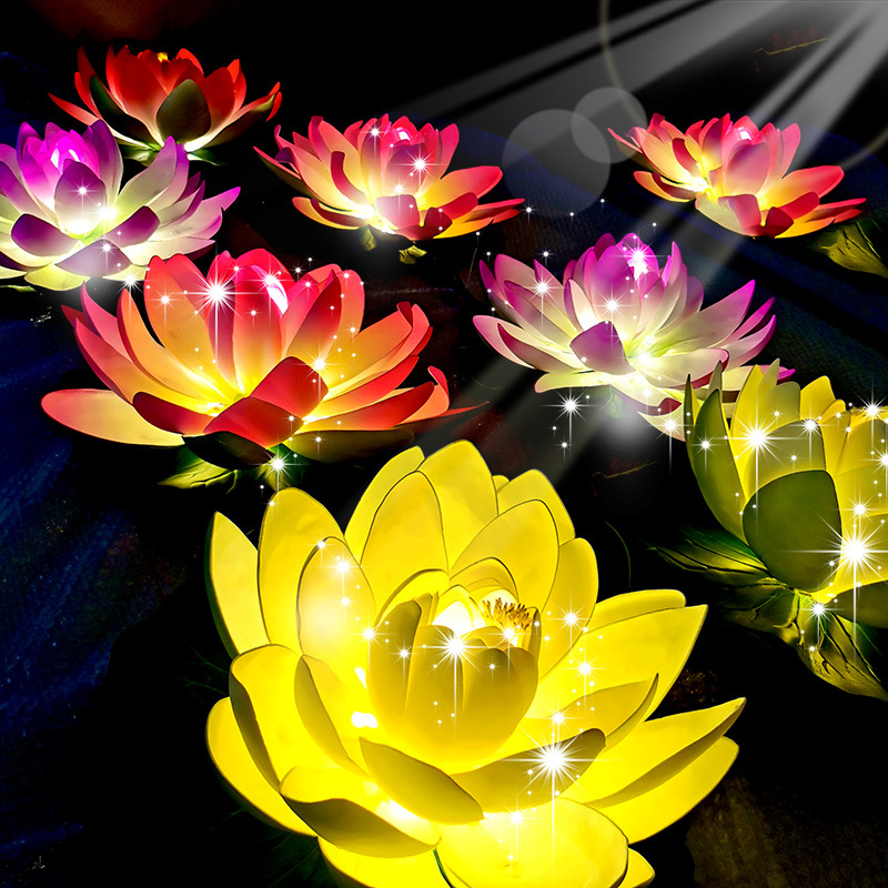 0成交20户外防水pe荷花灯水灯水景灯池塘亮化景观灯