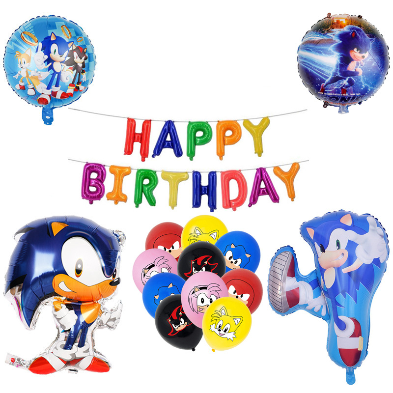 Amazon New Sonic Hedgehog Shape Sonic the Hedgehog Sonic Birthday Party Suit Aluminum Balloon