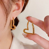 Korean Edition fashion Simplicity Metal love Backing temperament personality Light extravagance Cold Hoop Versatile Show thin Earrings