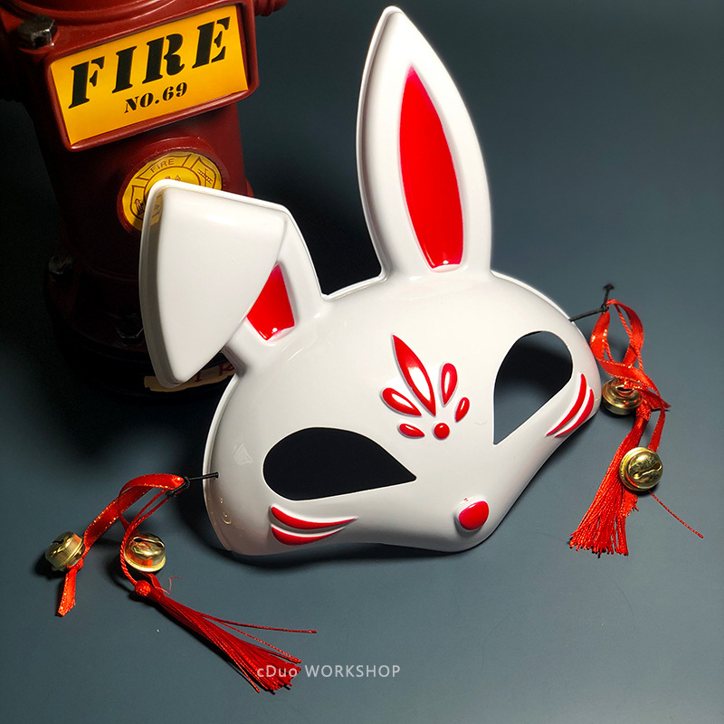 日本和风风半脸cos纸浆动漫兔子动物塑料可爱面具漫展舞会女