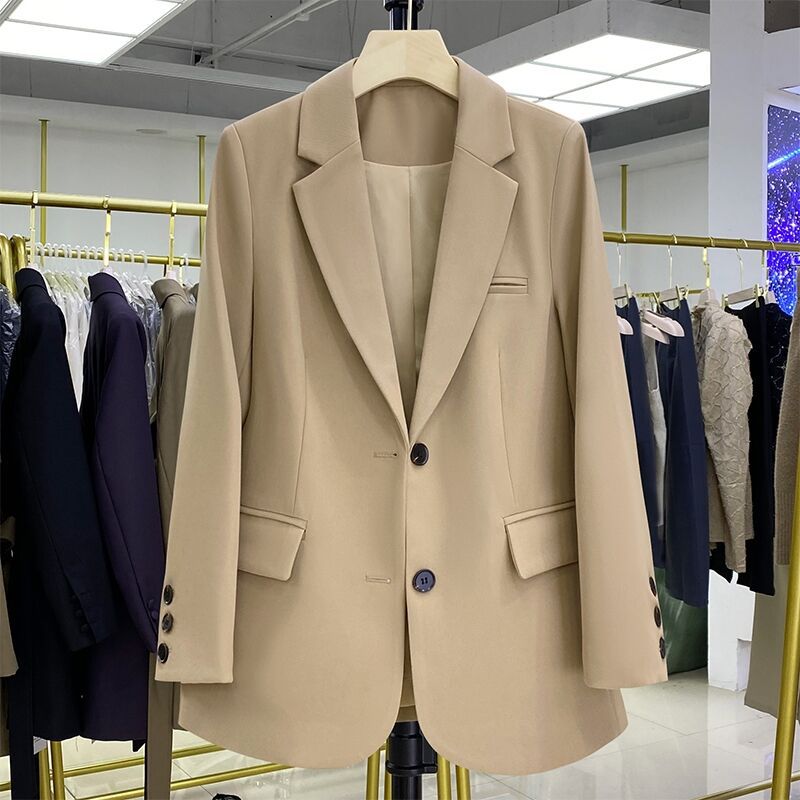 Brown Suit Jacket for Women Korean Style Loose Straight Temperament Slimming 2023 Spring and Autumn New Small Suit Jacket