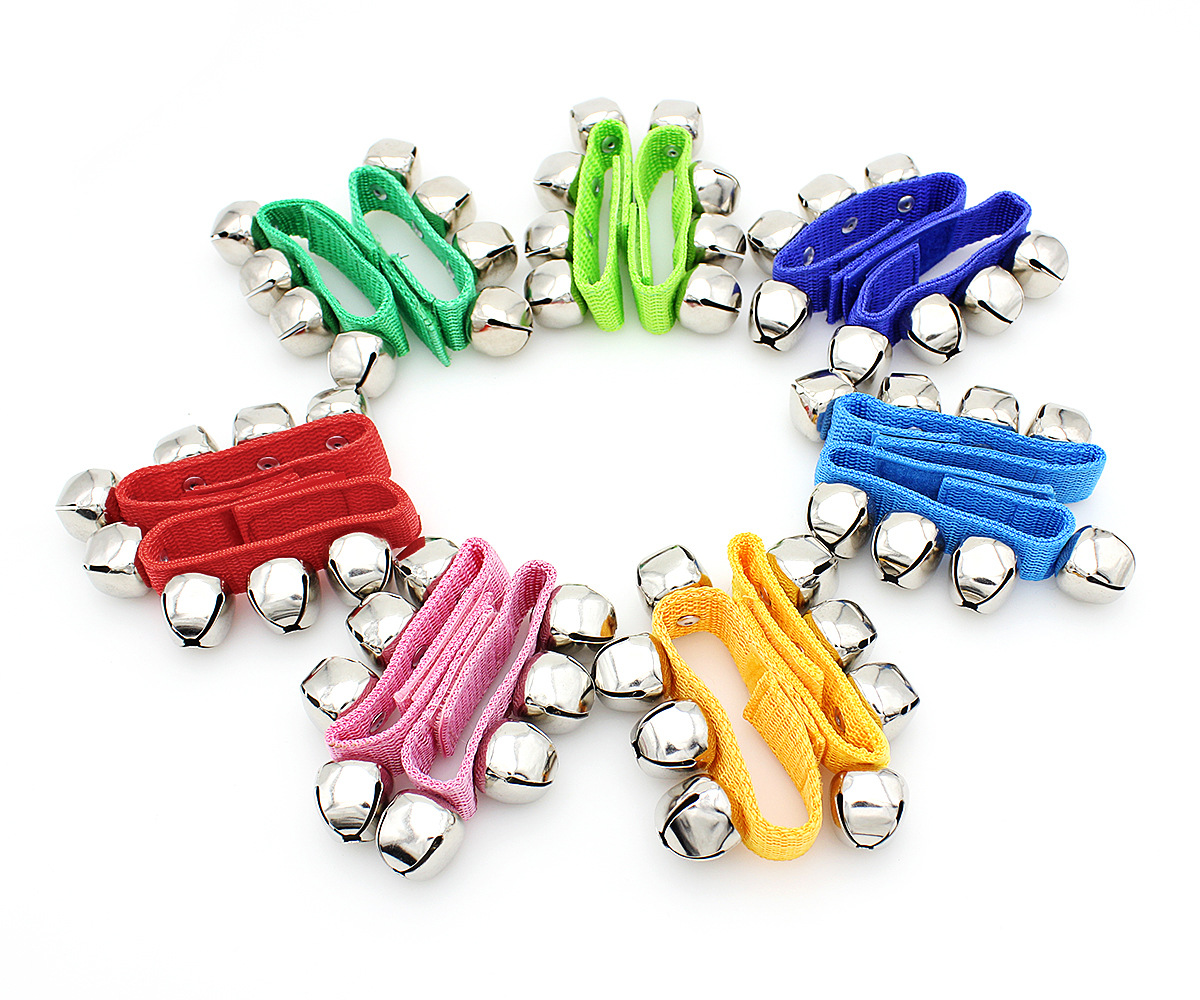 奥尔夫乐器彩色一对装手腕铃音乐舞蹈游戏手带摇铃批发