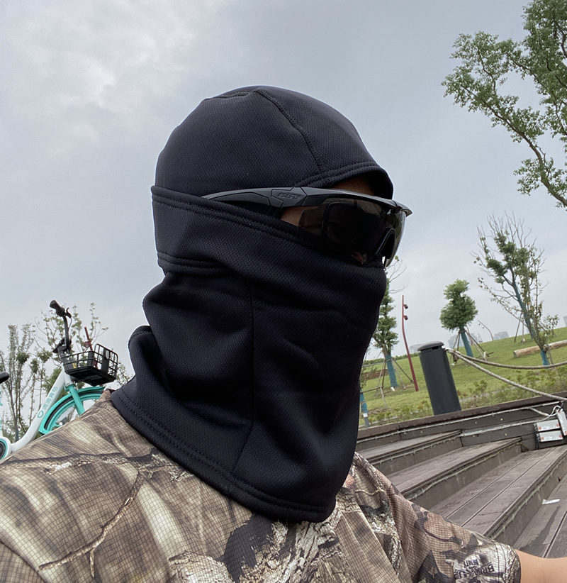 军鹰加绒加厚防寒保暖酋长头套面罩抓绒冬季骑行迷彩军迷户外头套