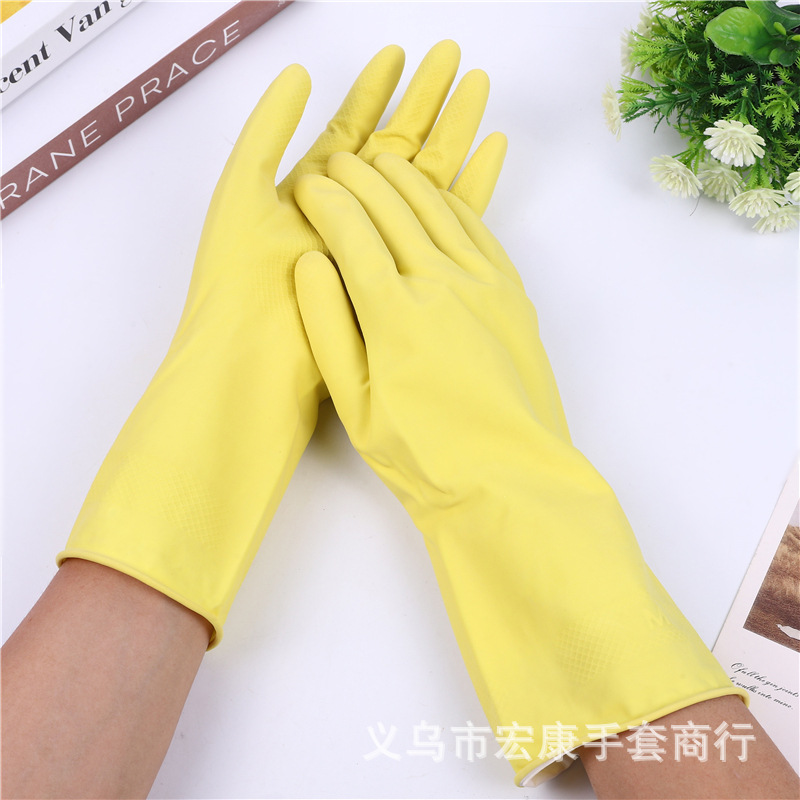 60克乳胶喷绒家务厨房手套洗碗洗衣服橡胶防水彩色手套厂家批发