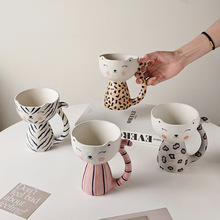 彩盒装日式卡通猫咪陶瓷咖啡杯创意家用餐具个性情侣早餐牛奶杯子