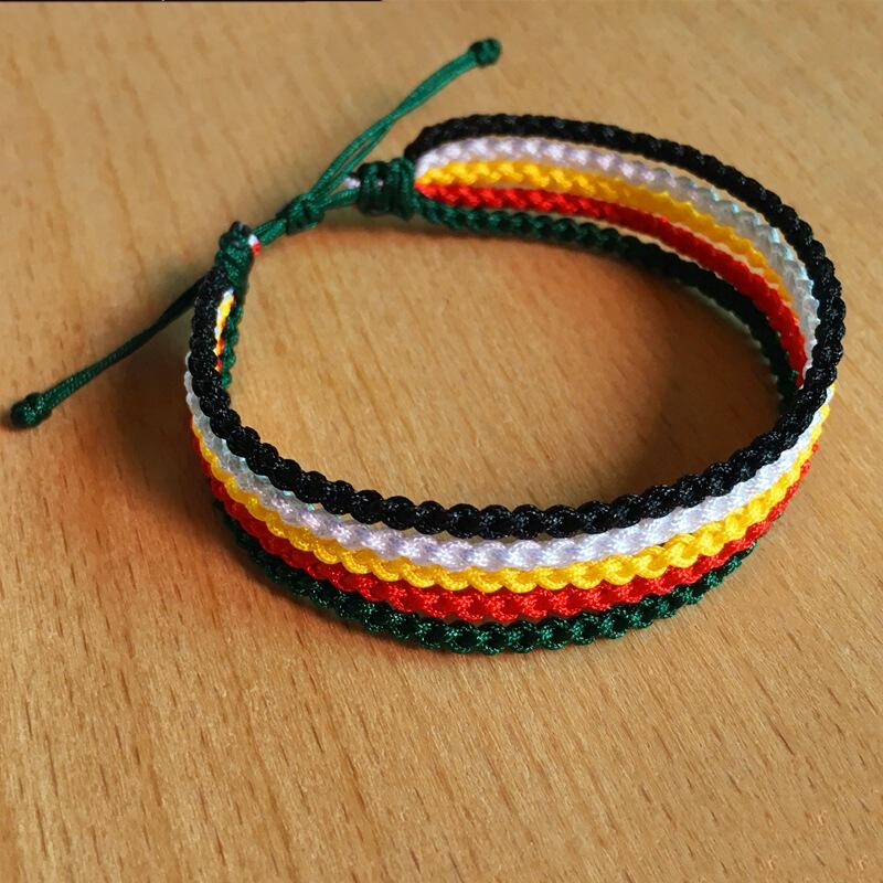 欧美亚马逊新款长命缕五色绳手工编织手链友谊国旗彩虹手绳端午节