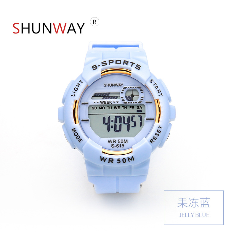 Color Macaron Color Electronic Watch 50M Waterproof Sports Watch Youth Student Timing Multi-Function Watch