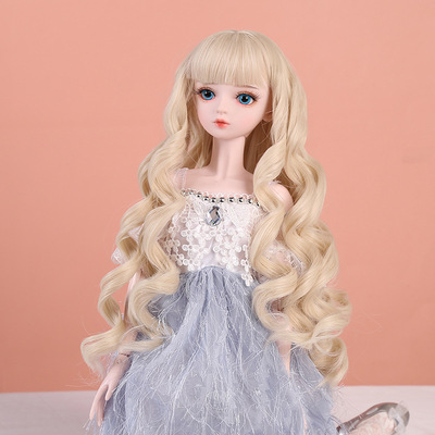bjd娃娃换装假发 芭比娃娃玩偶假发头套公仔泡面卷齐刘海假发批发