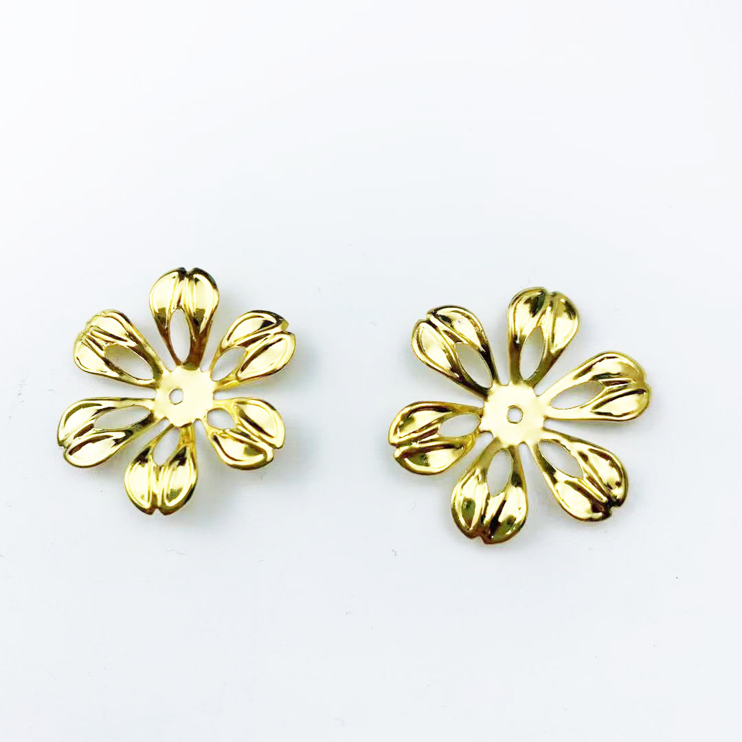 diy饰品配件 27mm六瓣花 镂空双层立体六叶花片金属花片