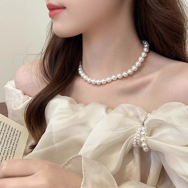 Shijia Light Luxury Minority Pearl Necklace Ornament Women's All-Matching Graceful High-Grade Non-Fading Vintage Clavicle Chain Wholesale