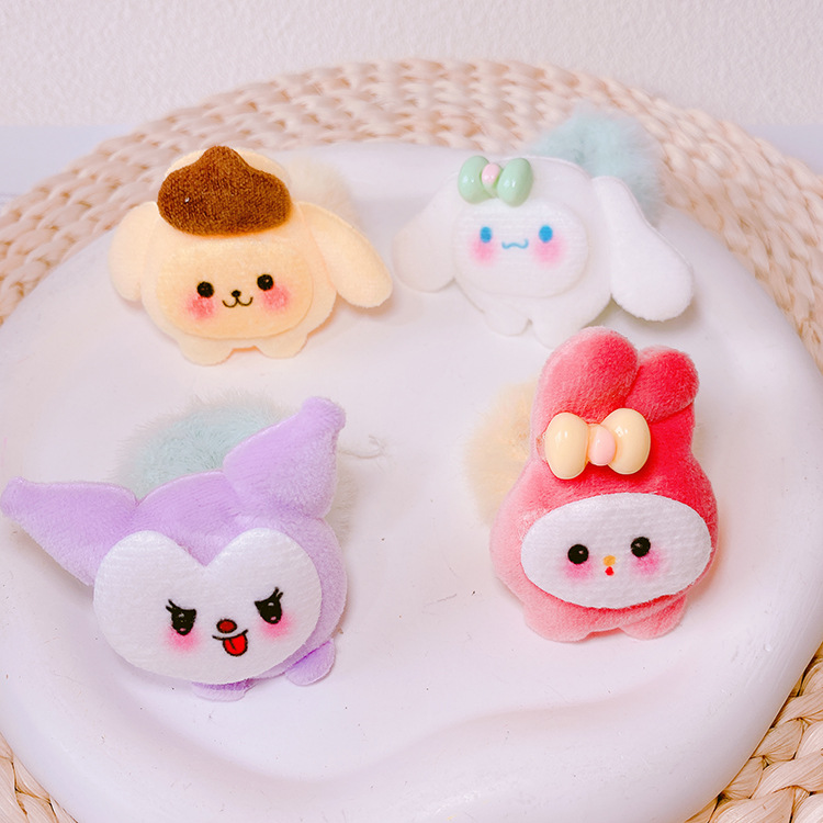 Yiwu Stall Stationery Store Ornament 2 Yuan Mixed Batch Online Influencer Plush Sanrio Hair Ring Hair Rope Hair Clip Headdress