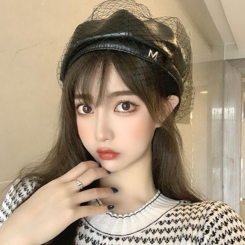 韩版网纱贝雷帽女秋冬英伦复古蓓蕾帽网红同款画家帽南瓜帽-阿里巴巴