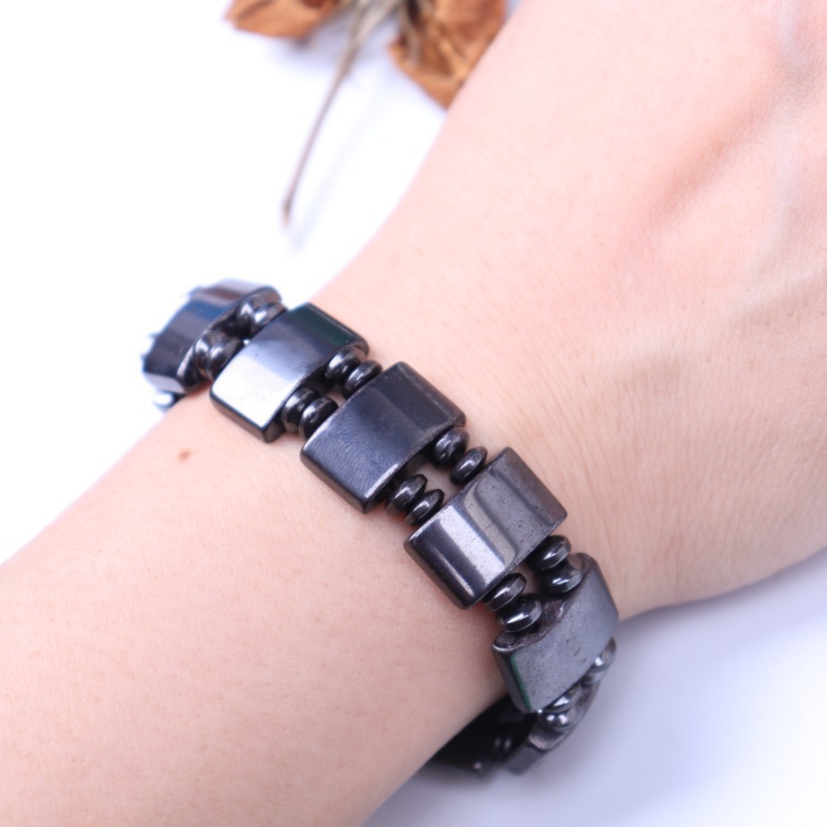 跨境货源 天然黑磁石磁疗保健手链 复古磁性磁石手串热卖礼品e008