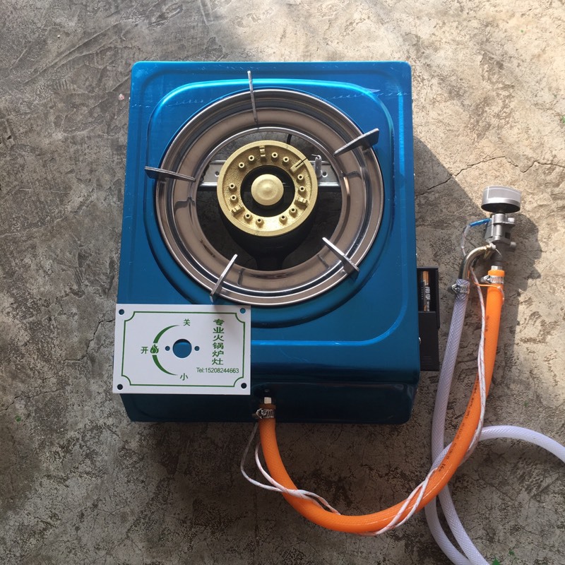 实拍火锅店专用天然气灶液化气不锈钢火锅炉外打火煤气灶