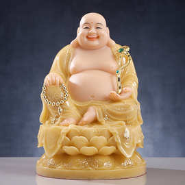 汉白玉弥勒佛像菩萨大肚佛开口笑佛未来佛开业元宝客厅家用摆件