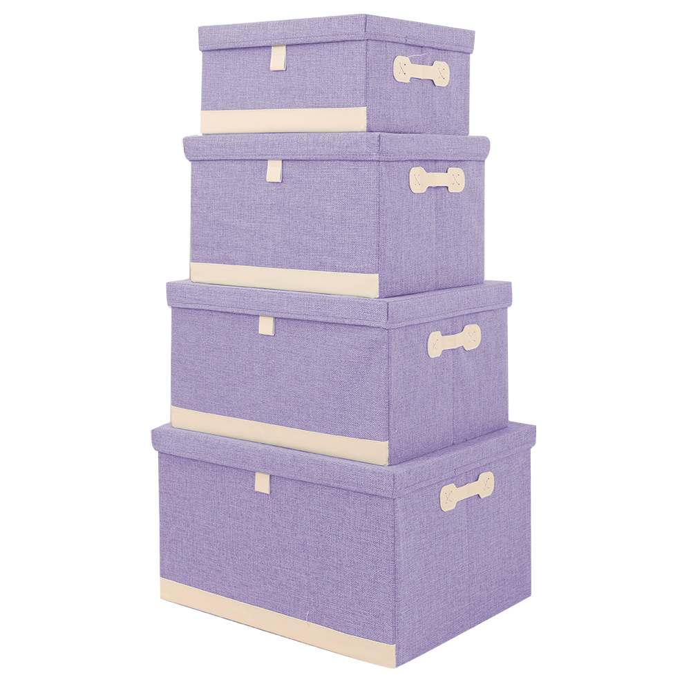 Cross-Border Foreign Trade Storage Box Solid Color Cotton and Linen Foldable Wardrobe Clothes Storage Box Toys Tiandigai Storage Box