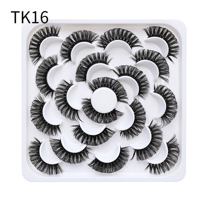 Dingsen False Eyelashes Factory Stable Supply 10 Pairs Pack Flower Disk DD Curling False Eyelashes Natural Makeup Daily Makeup