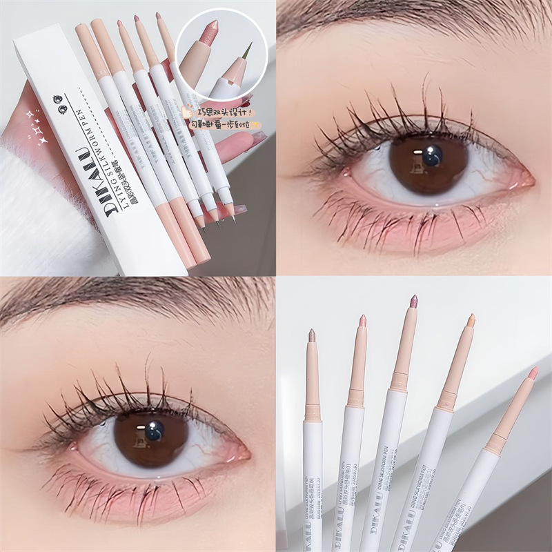 Dikalu Double-Headed Lying Silkworm Pen Female Highlight Brightening Dual-Use Pearl Matte Eye Makeup Outline Waterproof Eyeliner Pen