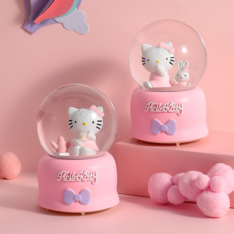 粉色少女心卡通兔水晶球音乐盒儿童生日礼物八音盒浪漫情人节520