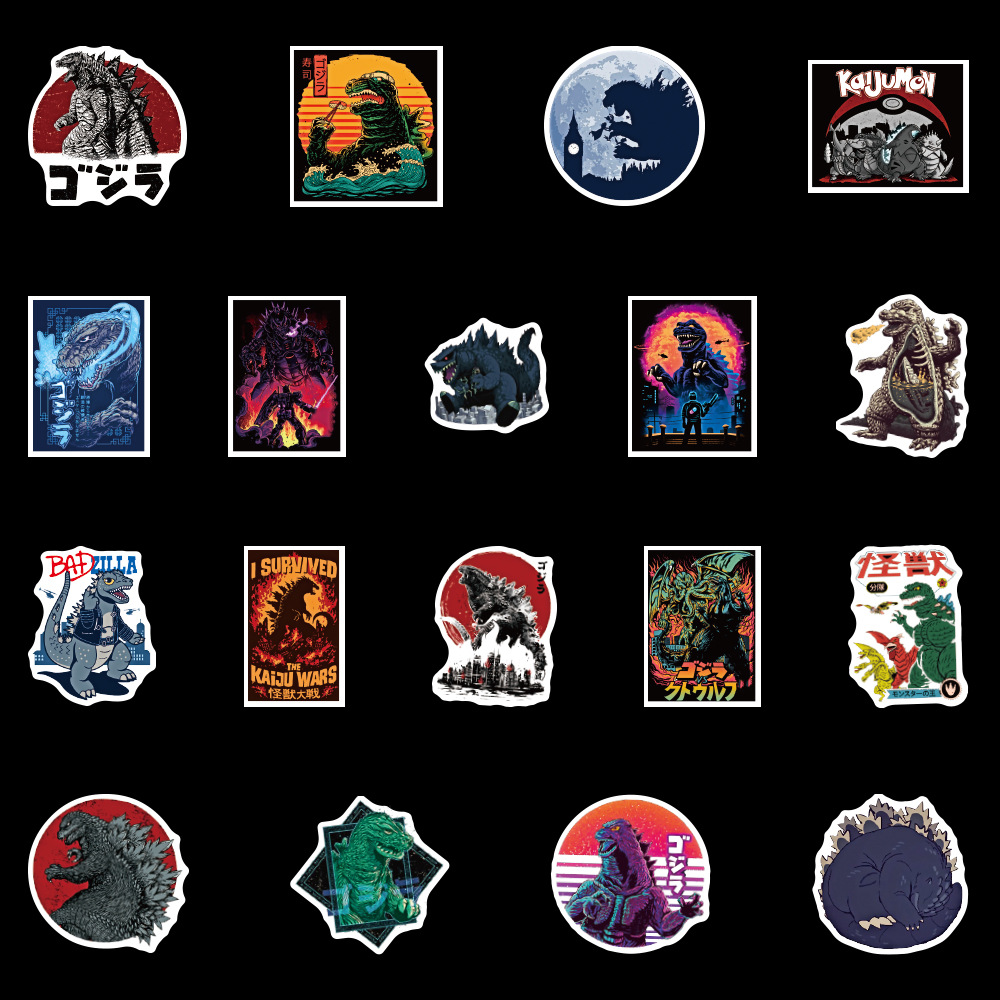 50张godzilla哥斯拉涂鸦贴纸行李箱汽车头盔电脑水杯防水贴纸批发