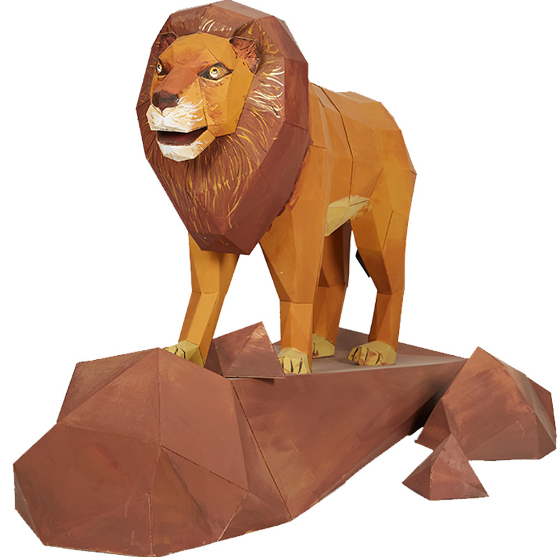 定制非洲雄狮子瓦楞纸工艺品客厅书房摆件北欧家居展览