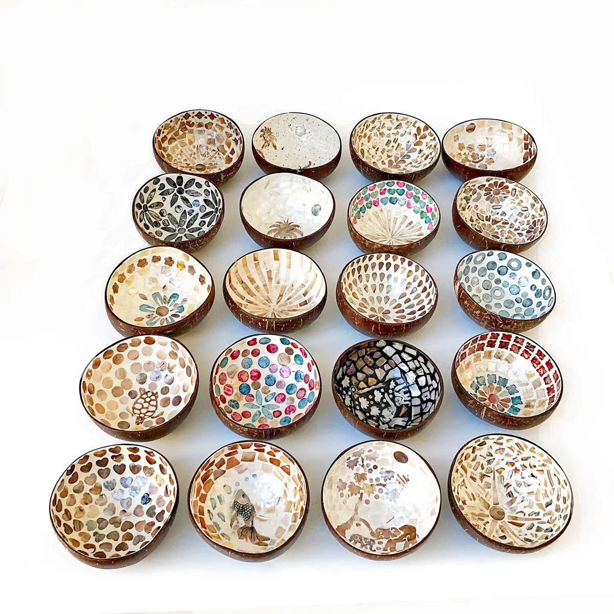 越南椰壳碗沙拉碗椰子碗餐具碗居家装饰收纳碗糖果瓜子盘镶贝椰碗