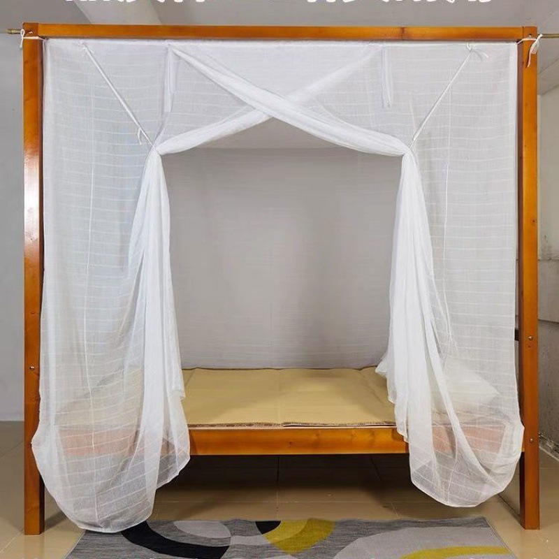 老式蚊帐双棉线棉纱家用单门穿杆加厚加密传统学生宿舍上下铺包邮