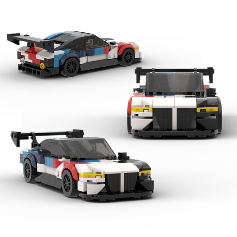 跨境兼容乐高积木8格车辆模型宝马m4gt3赛车moc-79676拼搭礼物