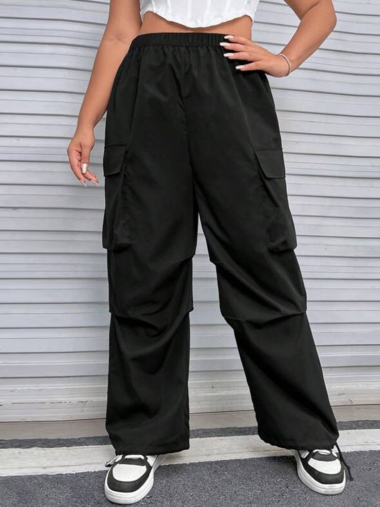 Cross-Border European and American plus Size Women's Clothes 2023 Autumn and Winter New Ins Fashion All-Match Elastic Waist Casual Trousers Overalls