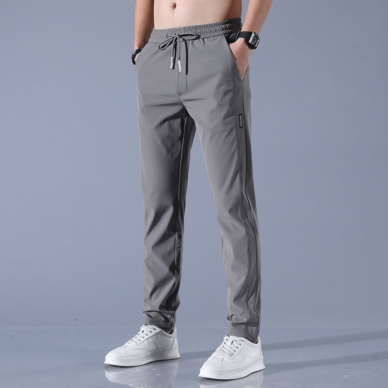 Ice Silk Leisure Trousers Men's Summer Thin 2022 Korean Style Work Trend Loose Straight Breathable Sports Pants