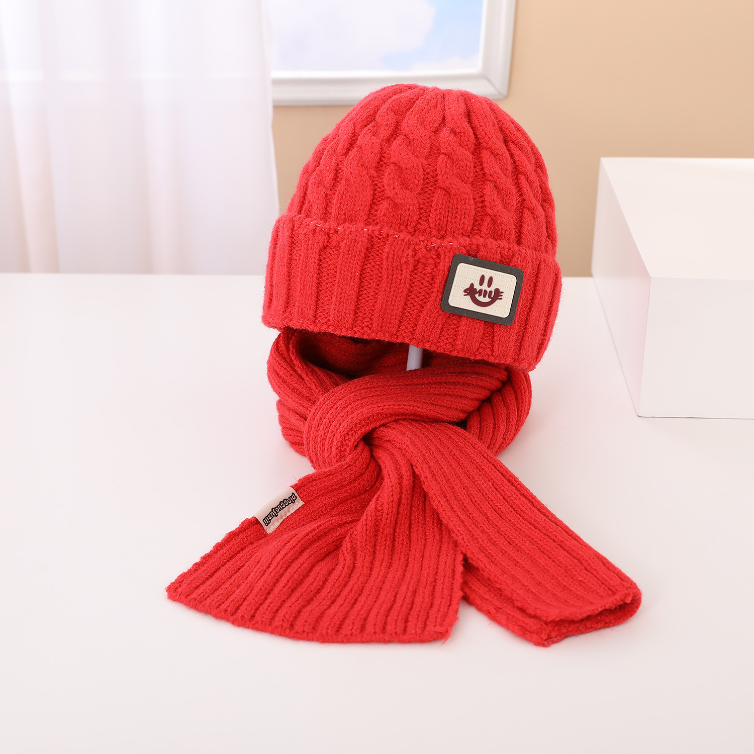 New Autumn and Winter Children's Hat and Scarf Set Warm Wool Hat Boys and Girls Knitted Hat Two-Piece Set Baby Cap