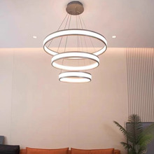 现代意式极简客厅圆圈吊灯北欧简约轻奢大气led环形卧室餐厅灯具