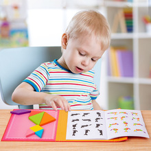 磁性七巧板智力拼图一年级数学教具小学生专用儿童幼儿园益智玩具