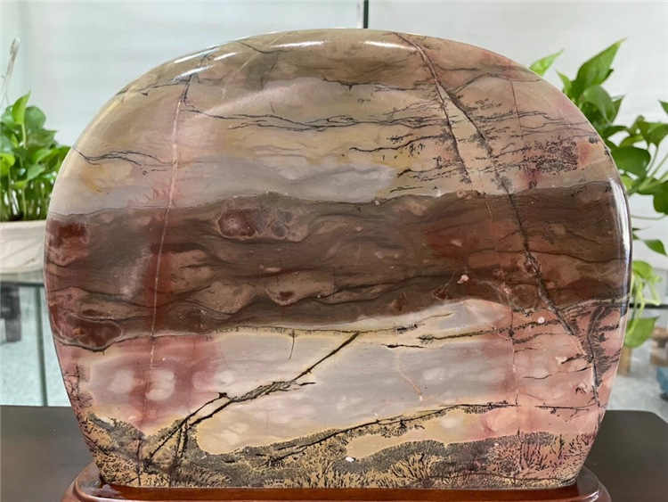 红石头天然奇石草花石小摆件乔迁礼品风水靠山石画面石精品05036