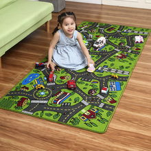 沙菲尔地毯儿童城市交通马路车道游戏地垫幼儿园卧室客厅绿亚马逊