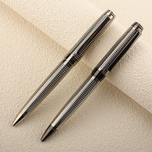 新款金属小密格圆珠笔旋转出芯成人办公书写笔商务办公礼品笔