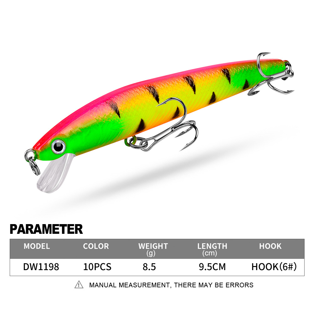 10 Colors Lure Hard Bait 8.5G Lure Bait Mino Bait 9.5cm Simulation Artificial Bait Fishing Gear Wholesale Dw1198