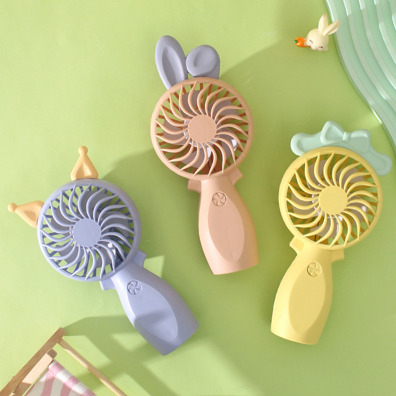 Replaceable Ears Summer Camping Portable Electric Fan Cute Small Handheld Fan Student Activity Prize