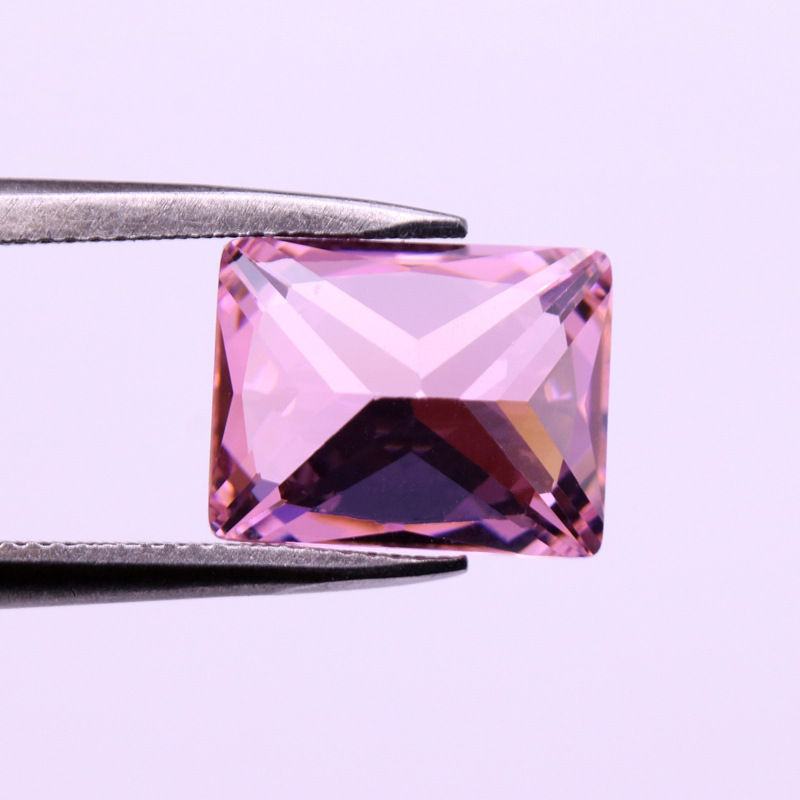 梧州锆石 粉色长方形 锆石裸石2-12mm 人造宝石加工 批发aaa品质