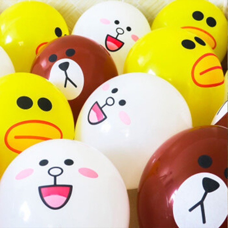 兔熊鸭气球12寸加厚可妮兔布朗熊莎莉鸭子儿童卡通可爱表情图案
