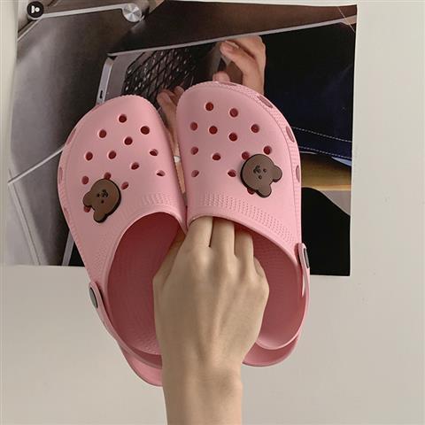 New Coros Shoes Women's Summer Korean Style Ins Fashion Thick Bottom Toe Cap Outdoor Wear Explosion Non-Slip Nurse Fashion Slippers Beach Shoes