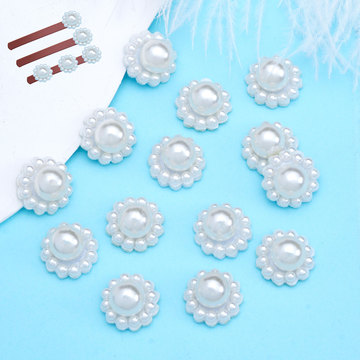 跨境热卖无纺布珍珠贴太阳花平底无孔仿珍珠diy鞋帽装饰珍珠贴