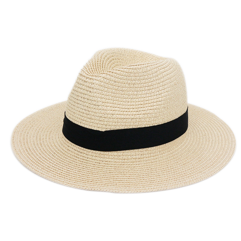 Summer Foldable Big Brim Lafite Panama Straw Hat Square Buckle Sun Hat Outdoor Breathable Sun Hat Wholesale