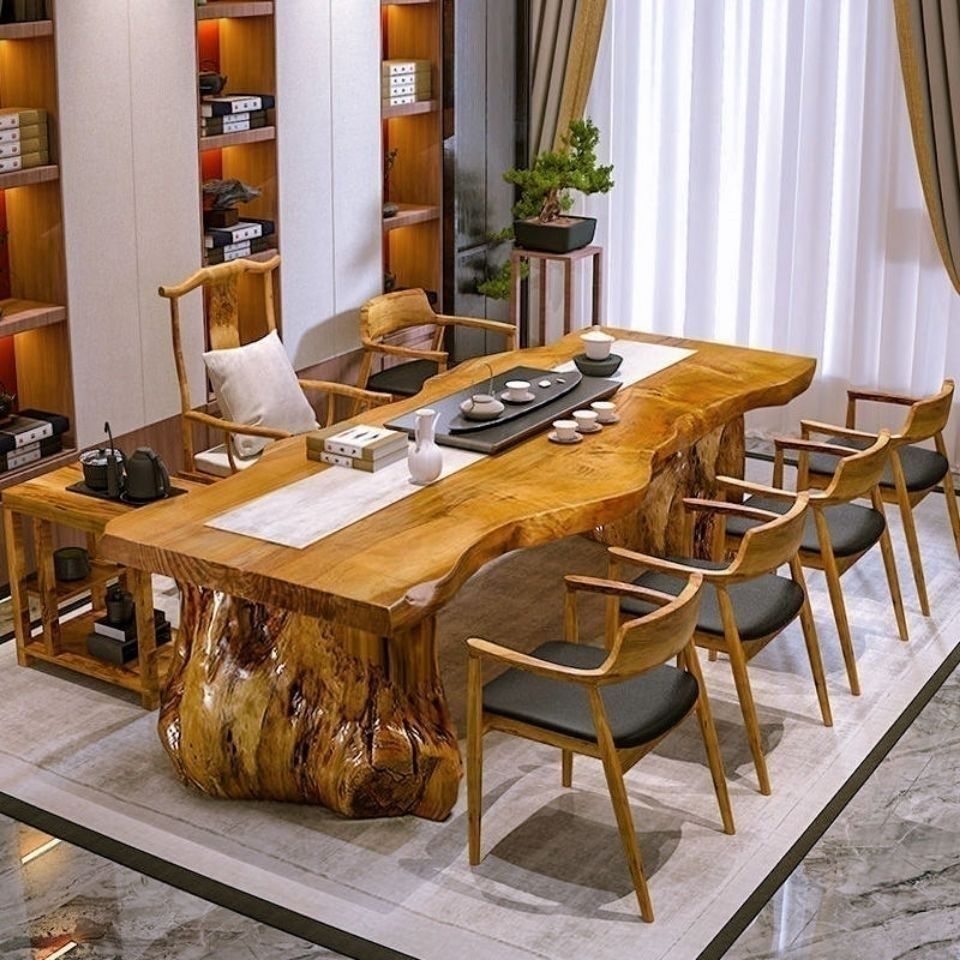 茶桌茶台实木茶几家用客厅茶具桌子简约网红大板桌办公茶桌椅组合