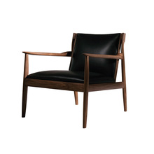 CLAUDE | EasyChair复刻实木单人沙发椅黑胡桃木客厅单椅真皮阳台