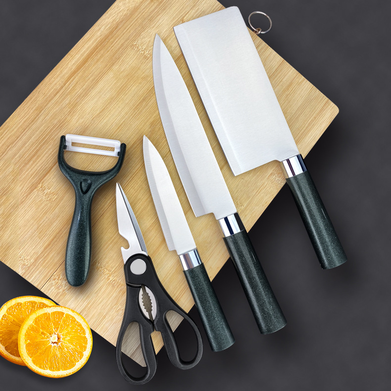 0成交0套相似厨房刀具刀具套装麦杆六件套喷漆不锈钢刀具套刀礼品套刀