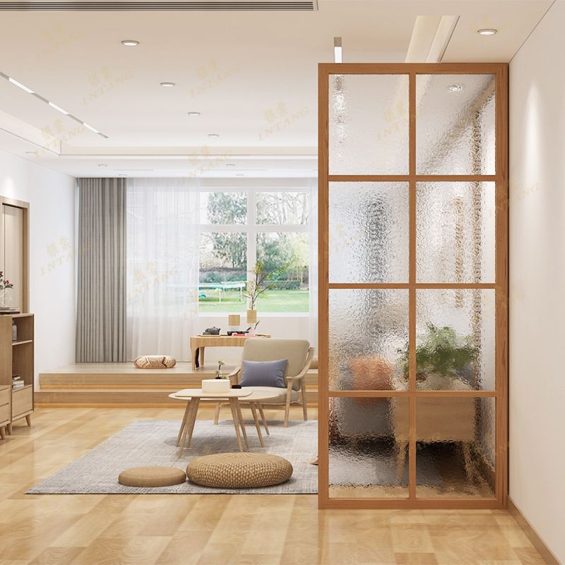 简易日式玄关长虹玻璃隔断屏风客厅入户洗手台艺术遮挡实木屏风