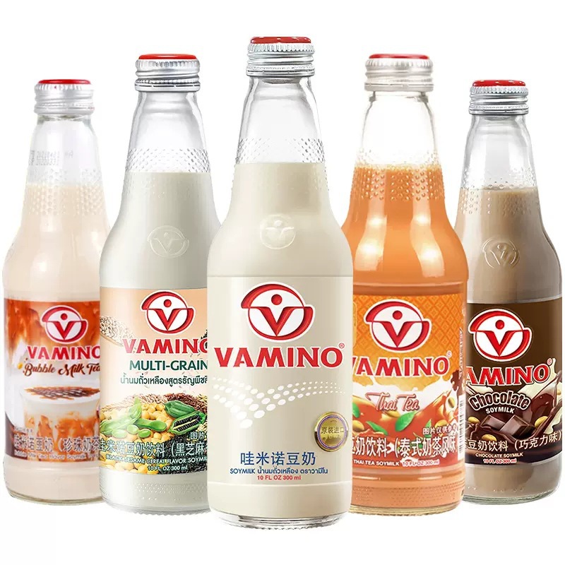 泰国进口哇米诺豆奶玻璃瓶300ml整箱 巧克力原味植物蛋白早餐奶饮