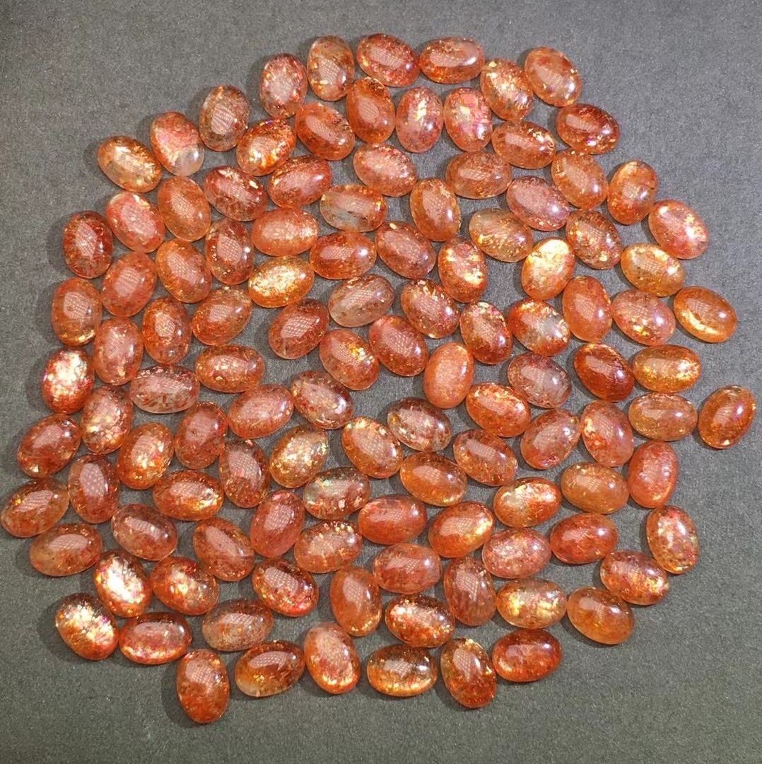 0成交17个天然红sunstone鸽血裸石戒面素面日光石镶吊坠戒指太阳石