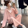 Hooded motion suit 2023 spring and autumn student Korean Edition Easy fashion Sweater leisure time Two piece set Women's wear